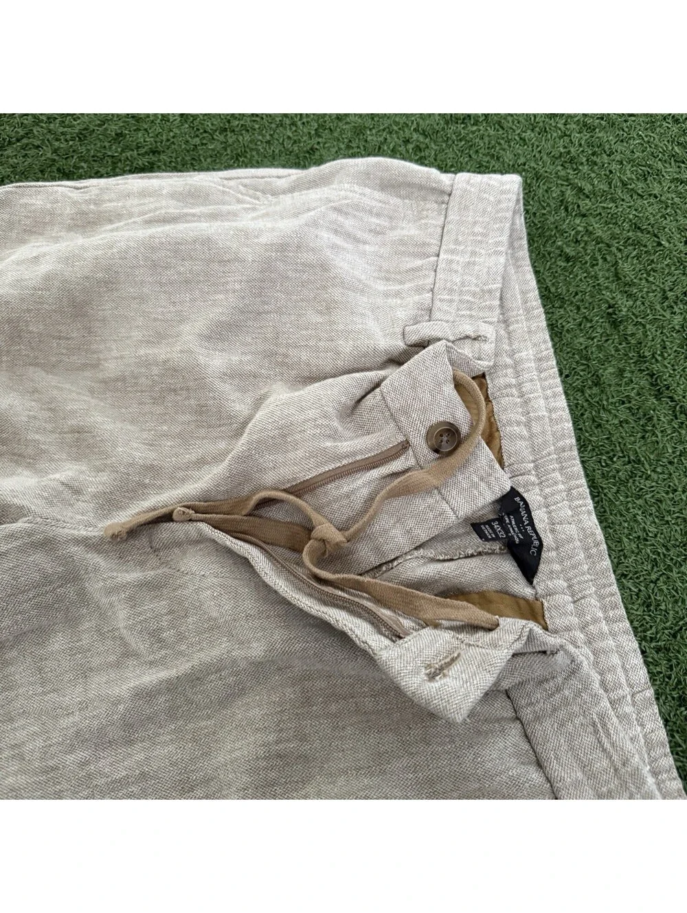 Banana Republic Men’s 34x28 Beige Linen Blend Drawstring Casual Pants Reosrtwear